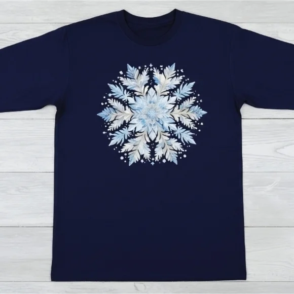Winter Snowflake Long Sleeve Shirt • Blue Snowflake Graphic Tee • Holiday Winter - Picture 9 of 12